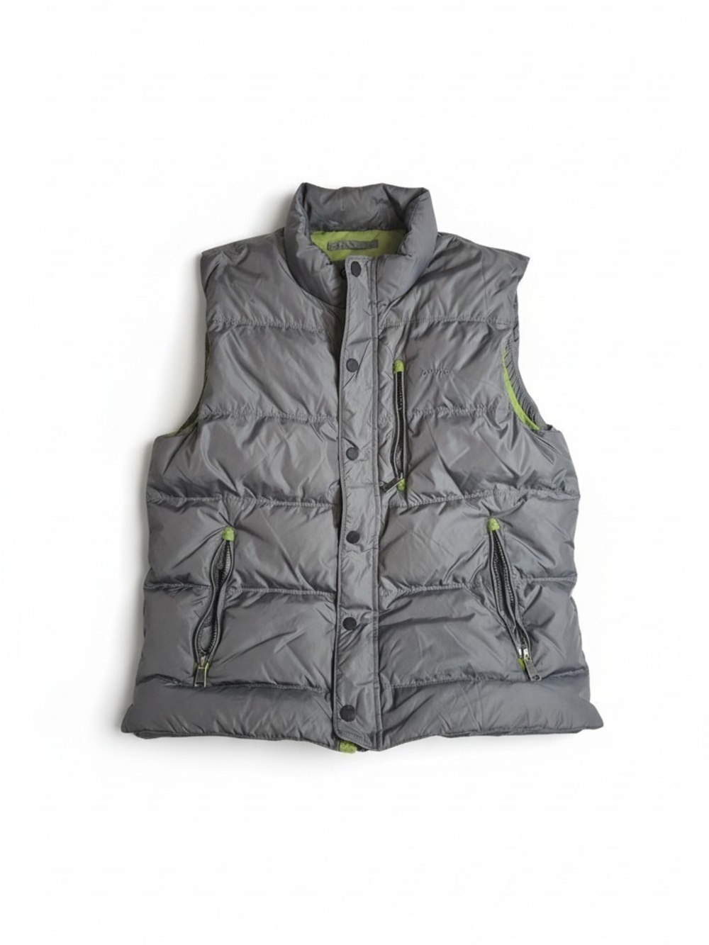 Orvis Classic Collection Men's Gray/Green Down Puffer Vest Full Zip Snap M